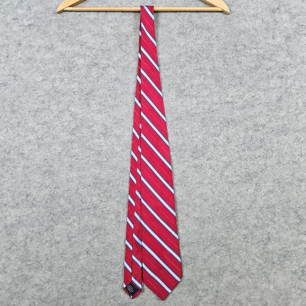 Brooks Brothers Makers Silk & Cotton Neck Tie Repp Diagonal Stripes 58x4 STAINED